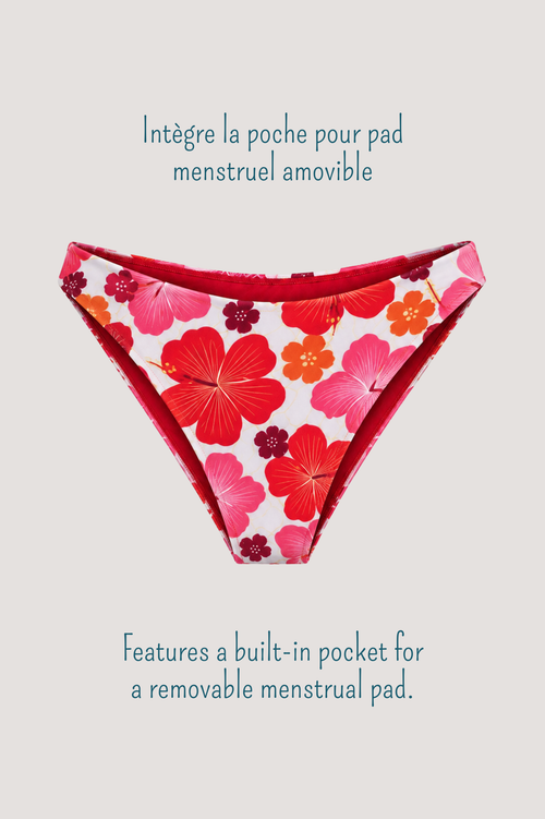 Packshot du bas de maillot menstruel Tiare avec système de pad menstruel aquatique amovible.