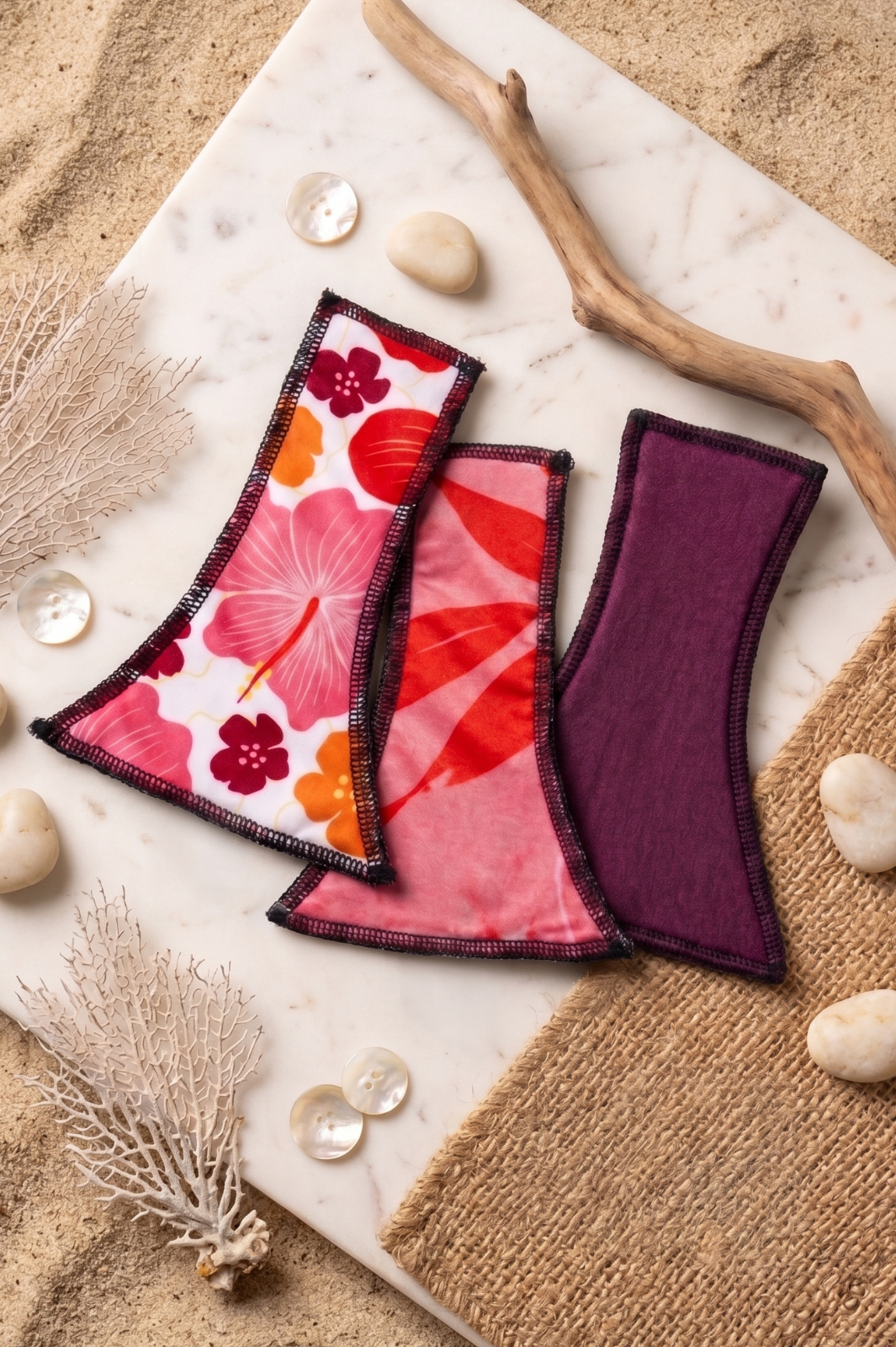 Pack de 3 pads menstruels aquatiques amovibles pour maillot de bain menstruel recycle